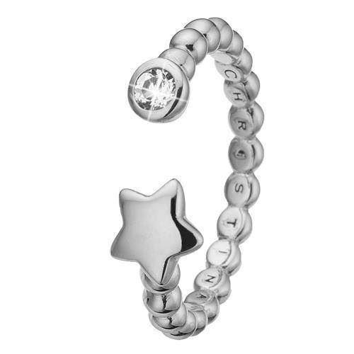Christina Single Star kugle ring med hvid topaz & stjerne, model 2.13.A-49 købes hos Guldsmykket.dk her